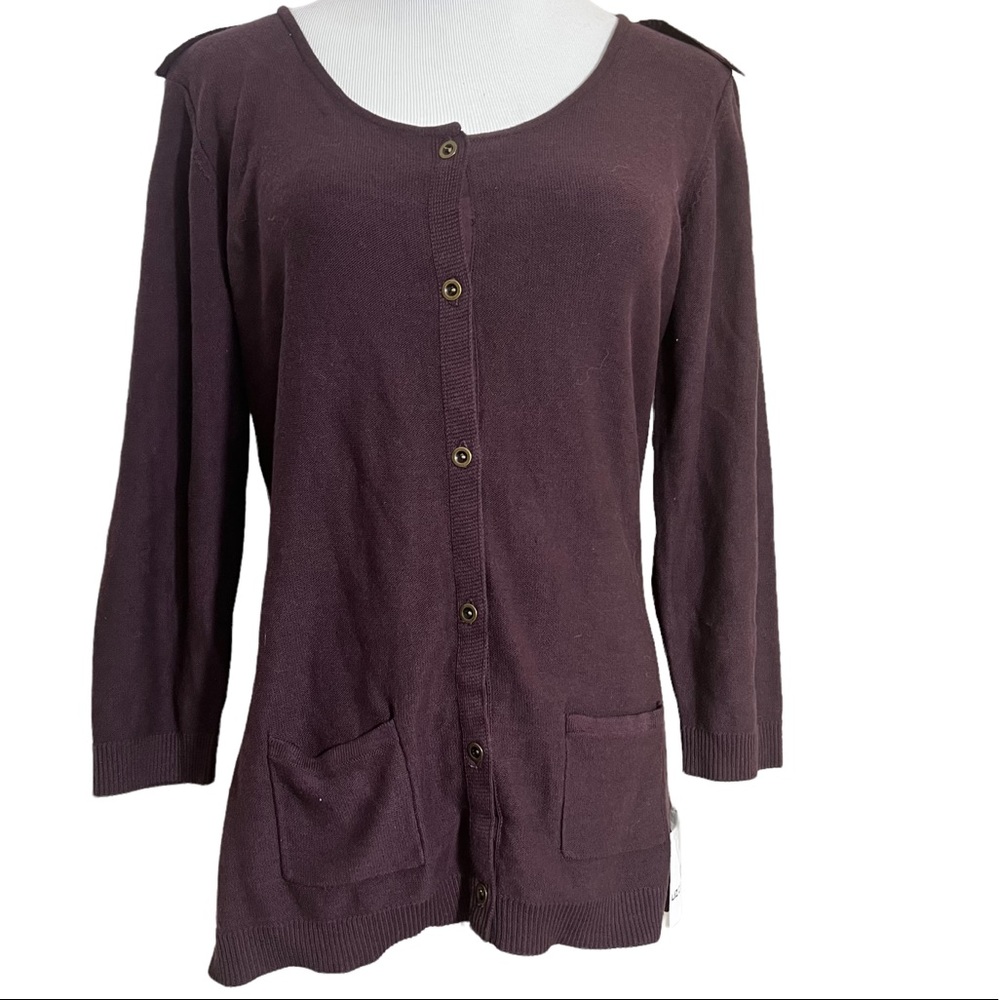 Liz Claiborne Purple Cardigan Sz Medium Petite New‎ NWT